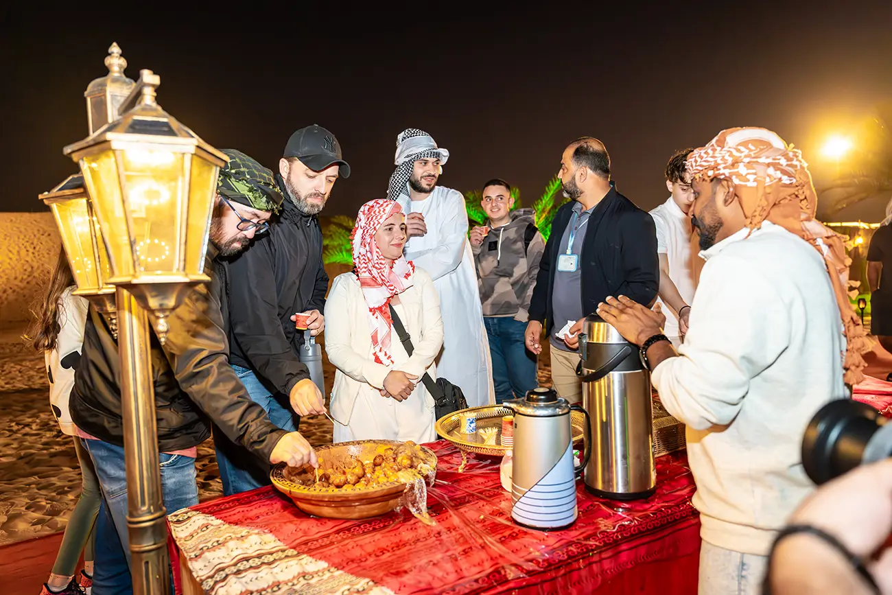 Arabian welcome: gahwa and dates at a desert safari camp